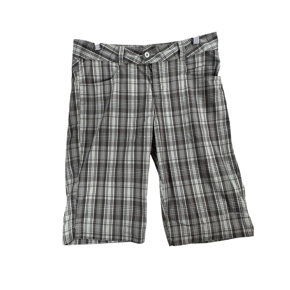 Columbia Titanium Plaid Bermuda Shorts Women Size 10 Outdoor Sports Gray Brown